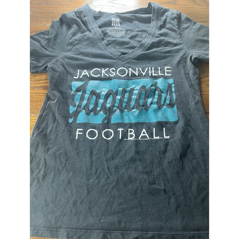Jacksonville Jaguars NFL Size Large Women's Black Teal V-Neck Shirt